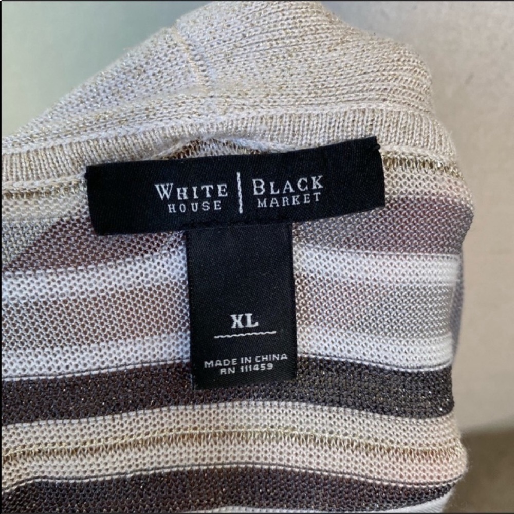 White House Black Market Sparkle Striped Cardigan Sweater Size XL - Picture 4 of 7